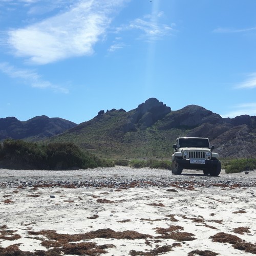 Baja california spiaggia jeep